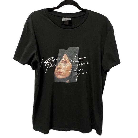 H&M Other - H&M Men’s Black Graphic Print Tee Remember the First Time I saw You, Size Medium